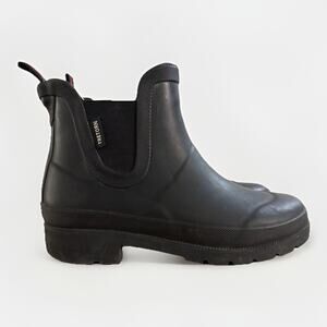 Tretorn Lina Black Waterproof Chelsea Ankle Rain Boots Womens 6 M Faux Fur Lined